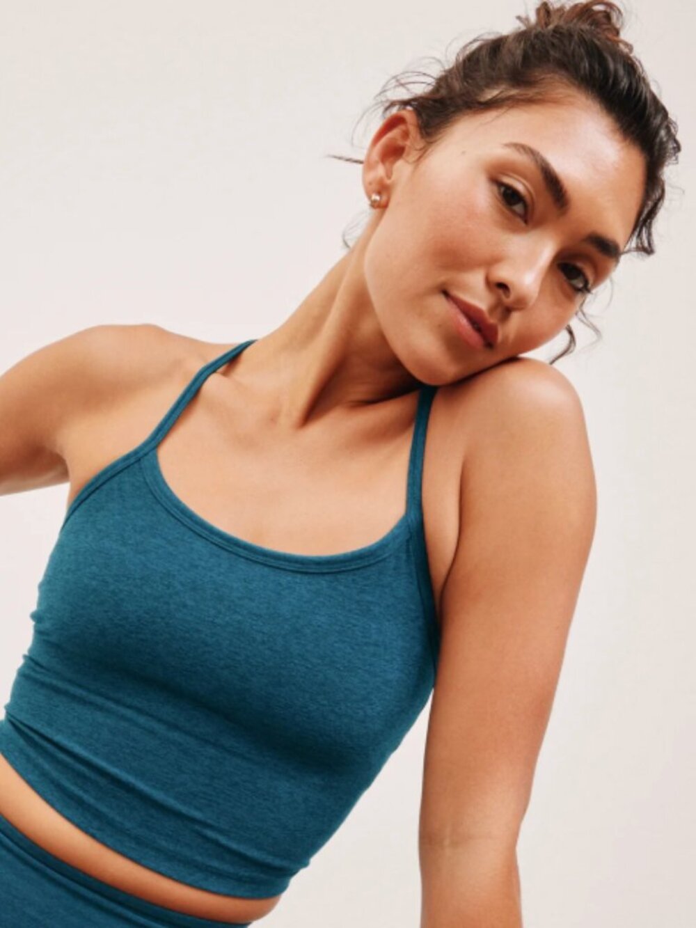 BEYOND YOGA Spacedye Slim Racerback Cropped Tank Size XS Blue Gem Heather Gym